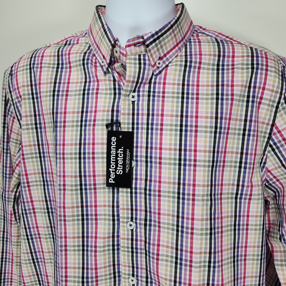 Nick‎ Graham Everywhere Stretch Modern Fit Button Up Shirt Mens 16-16.5 / 32-33